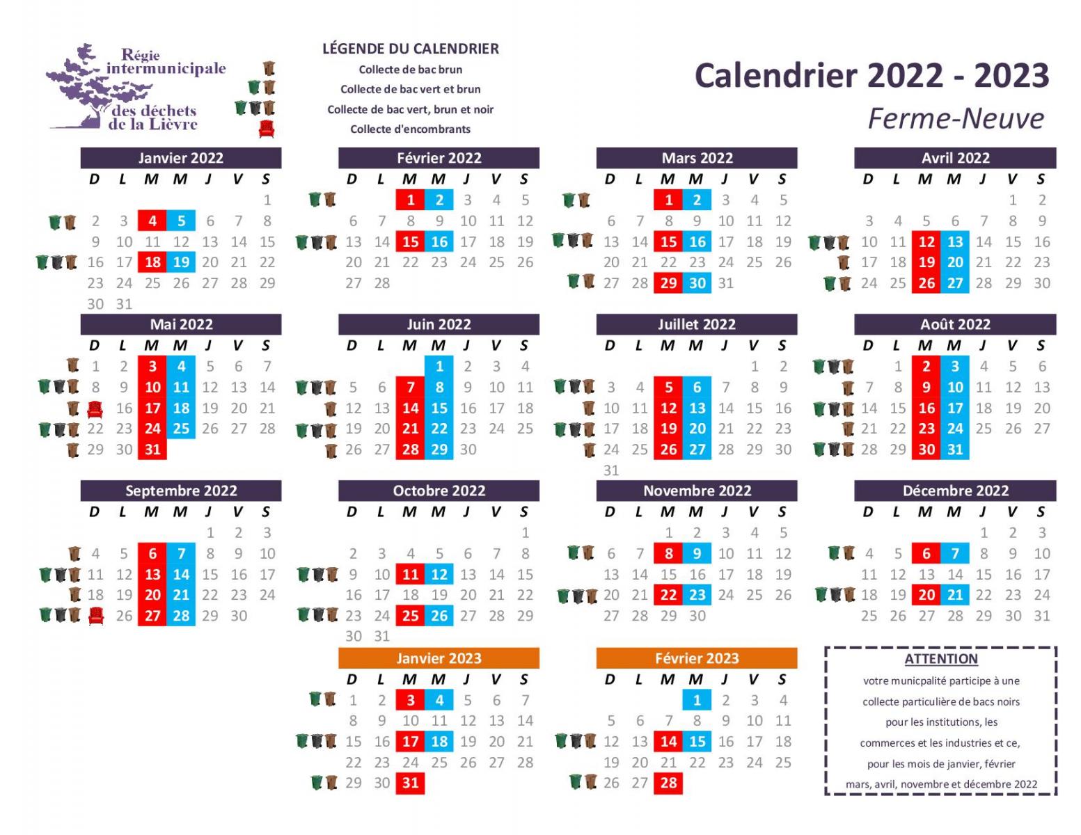 Calendrier Poubelle 2023 Calendriers Par Municipalité | Ridl